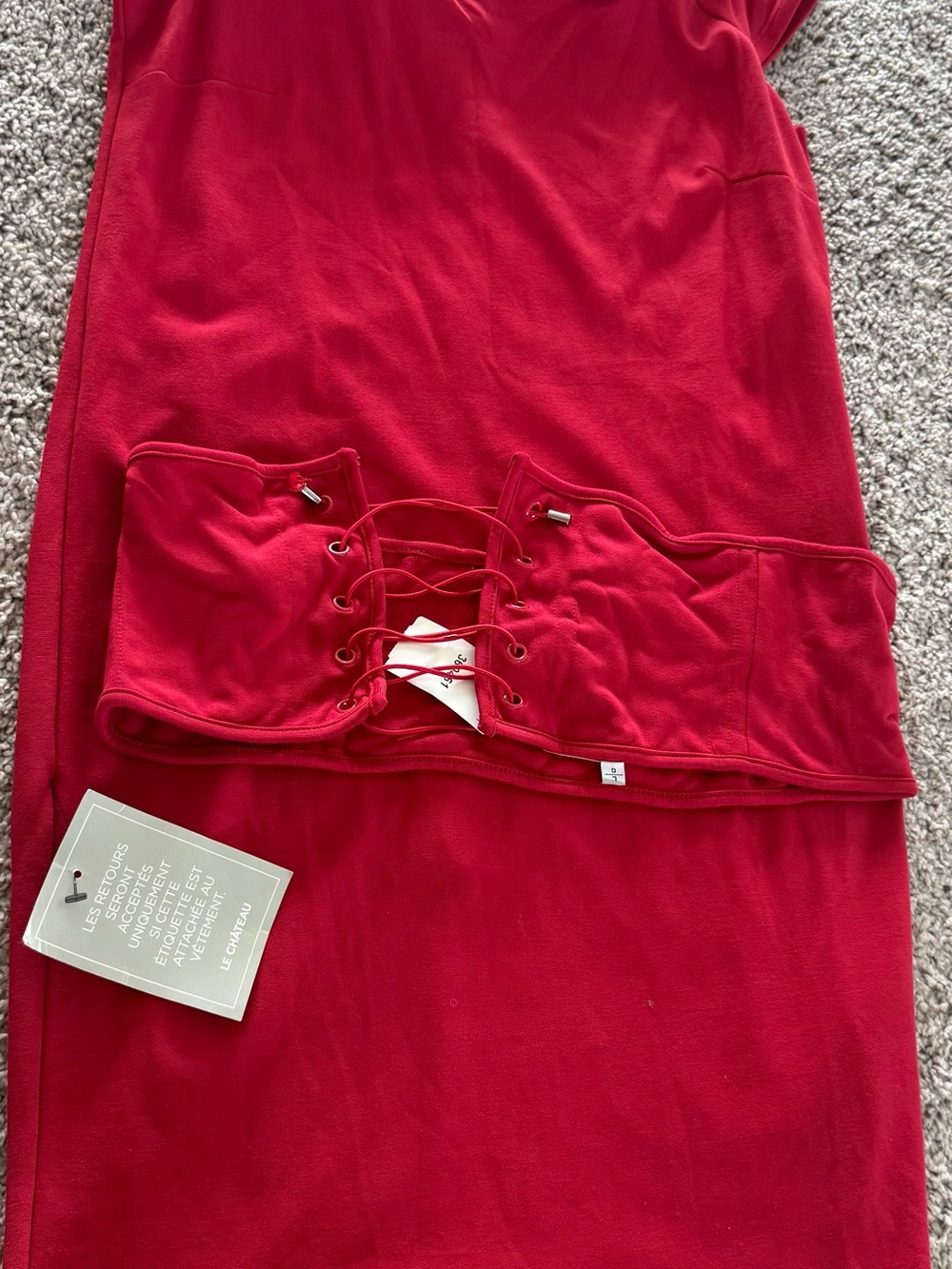 le chateau Red Lace-Up Waist Chemise